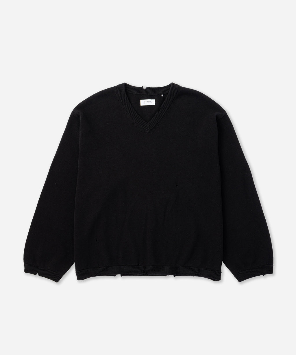 Saturdays NYC Charles Vintage V-Neck Sweater in Black