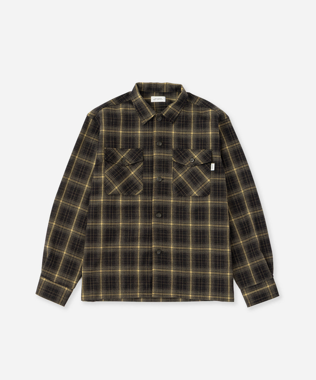 Saturdays NYC Marco Ombre Check CPO Shirt in Black