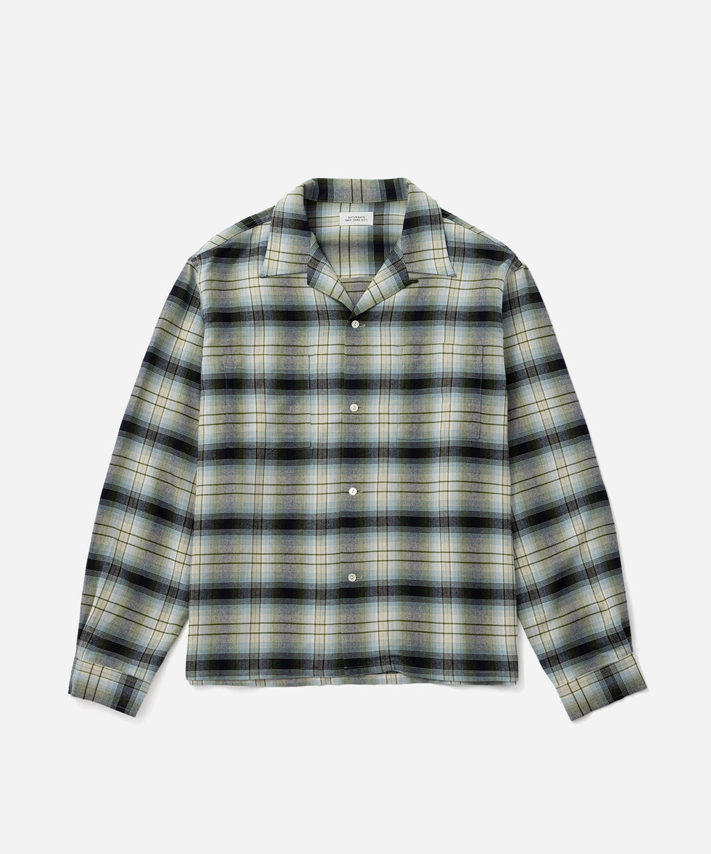 Saturdays NYC Marco Vintage Check Long Sleeve Shirt in Ivory
