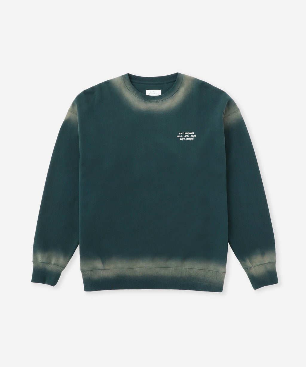 Saturdays NYC Ari Relaxed Faded Dye Sweatshirt in Green