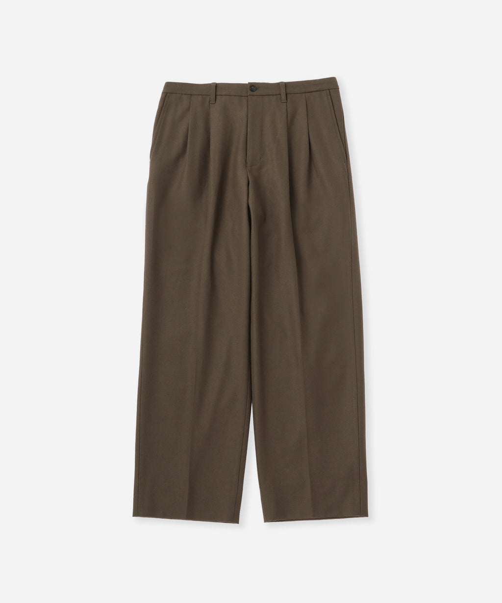 Saturdays NYC George Flannel Two Tuck Pant in Olive Green