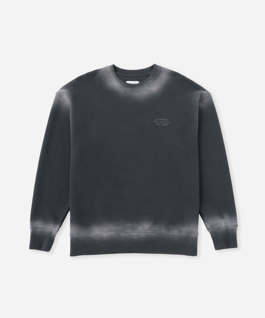 Saturdays NYC Ari Relaxed Faded Dye Sweatshirt in Fade Black