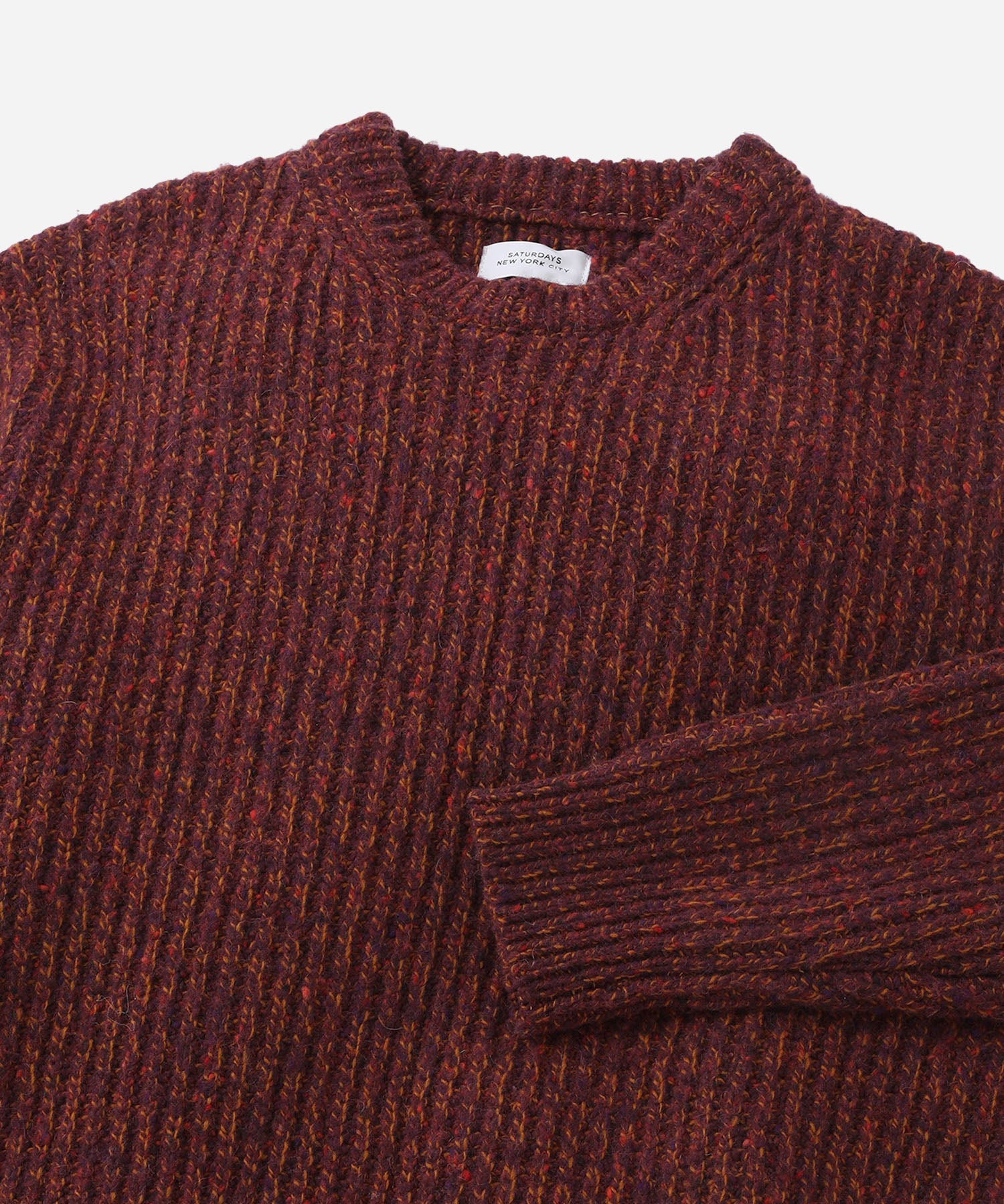 Saturdays NYC Atkins Speckled Sweater in Wine