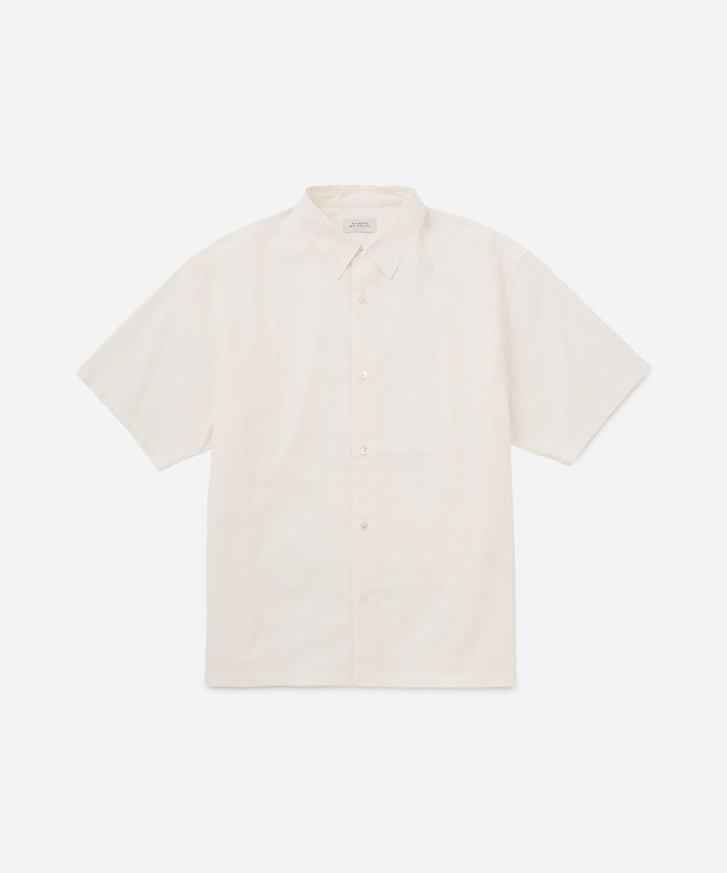 Saturdays NYC Bruce Tonal Stripe Short Sleeve Shirt in White