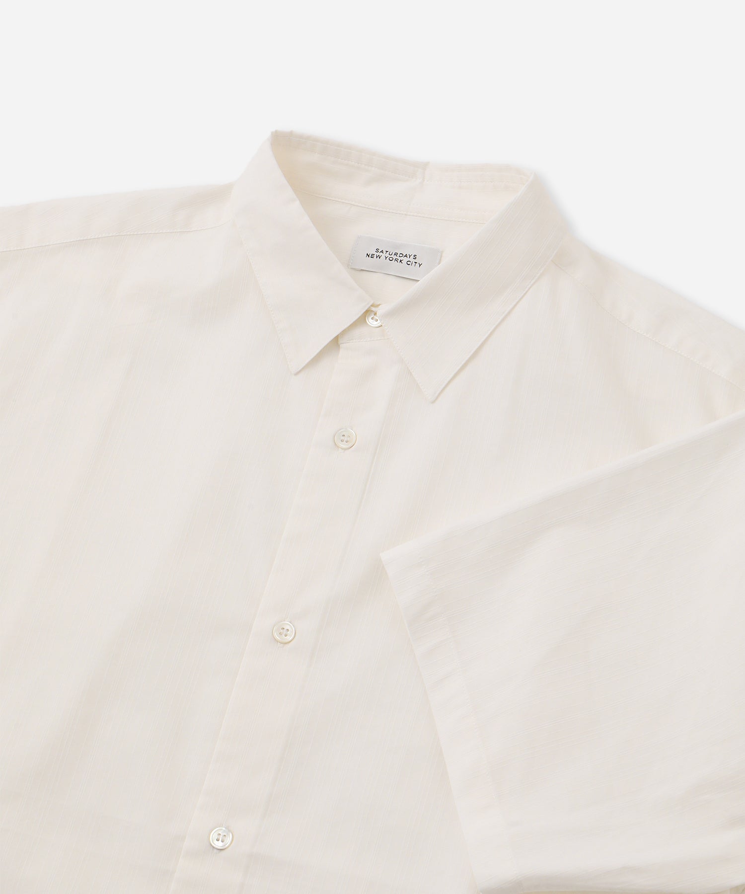 Saturdays NYC Bruce Tonal Stripe Short Sleeve Shirt in White