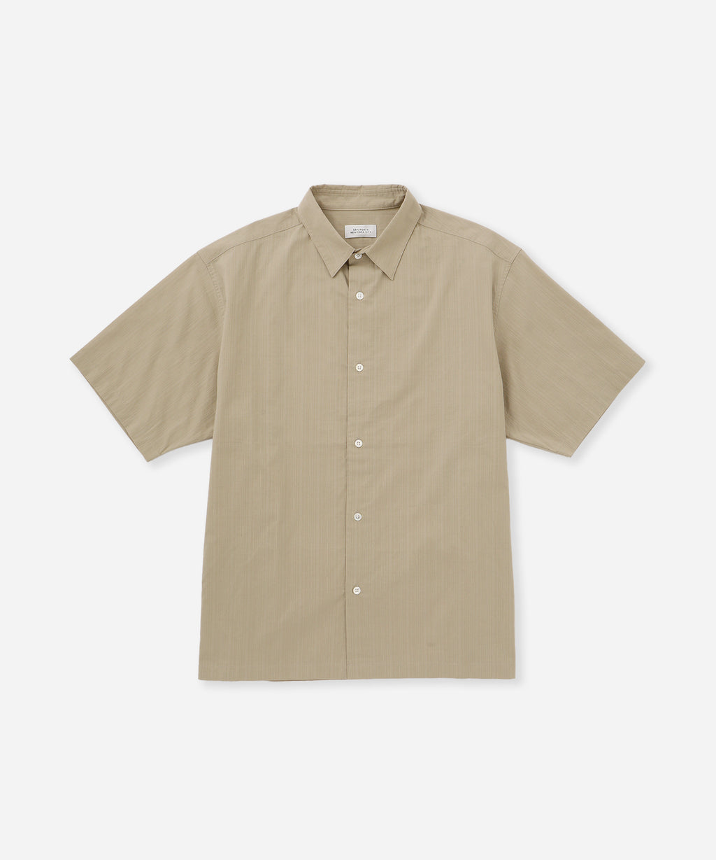 Saturdays NYC Bruce Tonal Stripe Short Sleeve Shirt in Beige