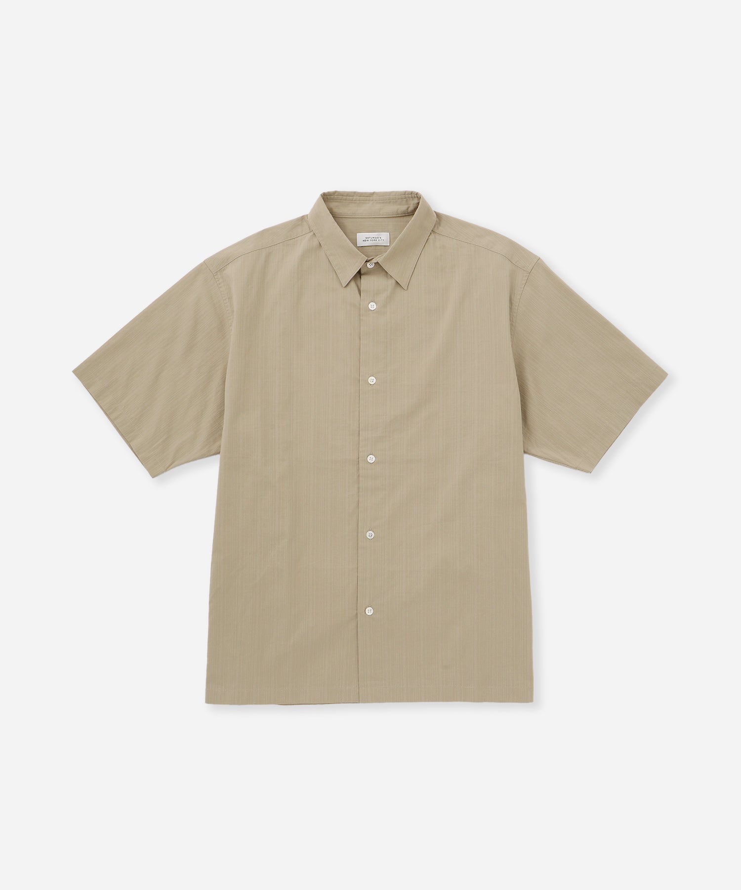 Saturdays NYC Bruce Tonal Stripe Short Sleeve Shirt in Beige