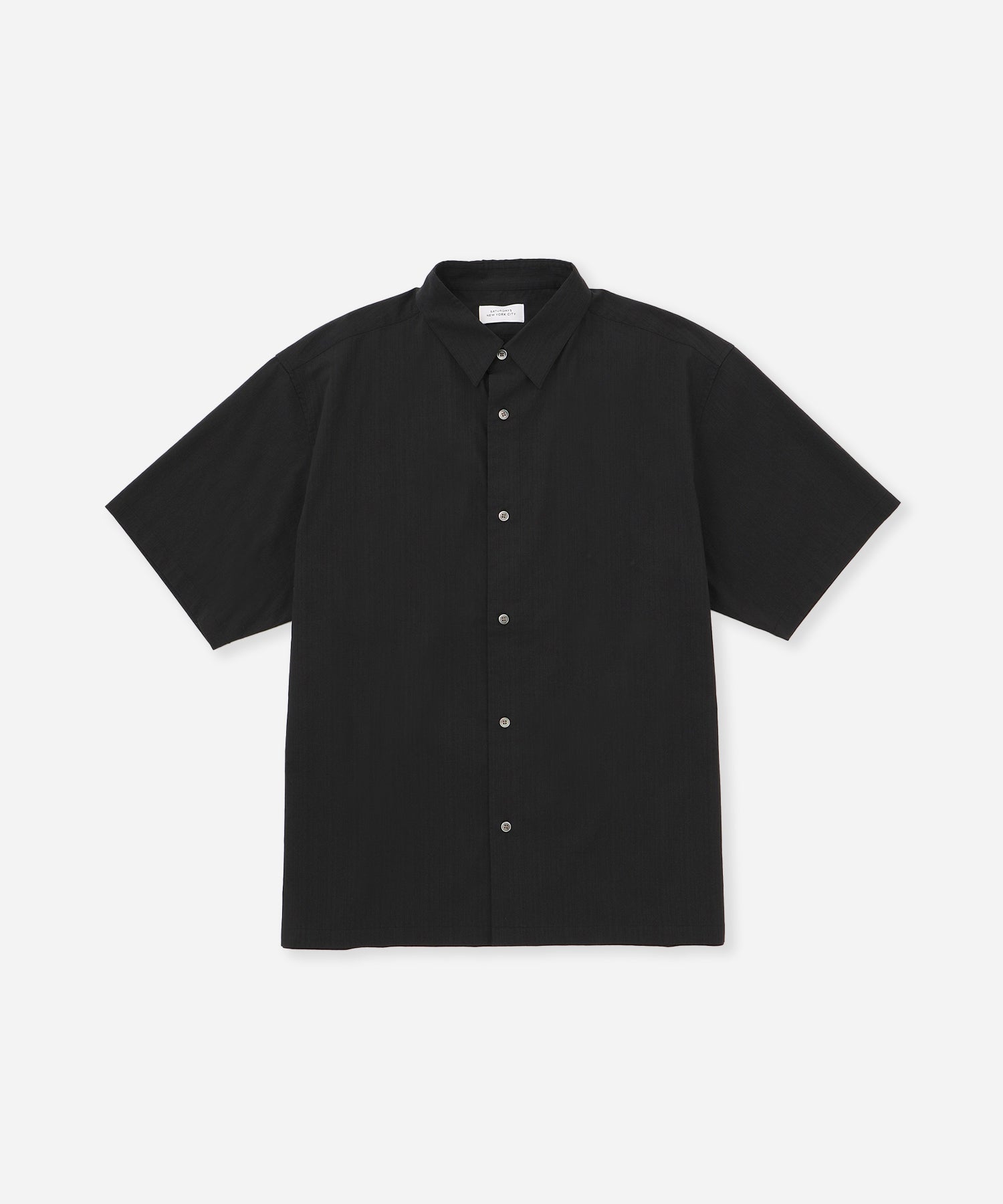 Saturdays NYC Bruce Tonal Stripe Short Sleeve Shirt in Black