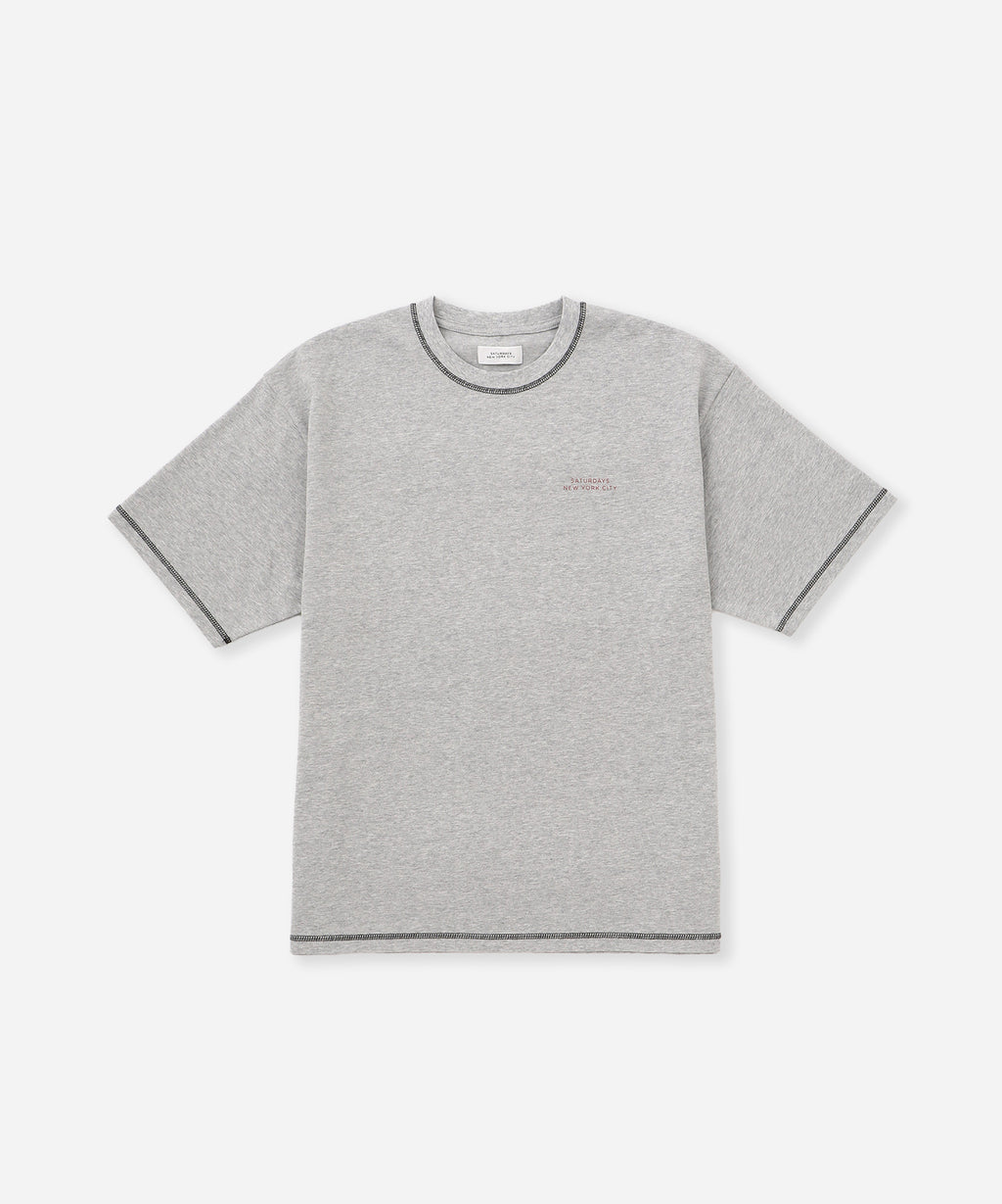 Saturdays NYC Contrast Stitch Relaxed Short Sleeve Tee in Gray