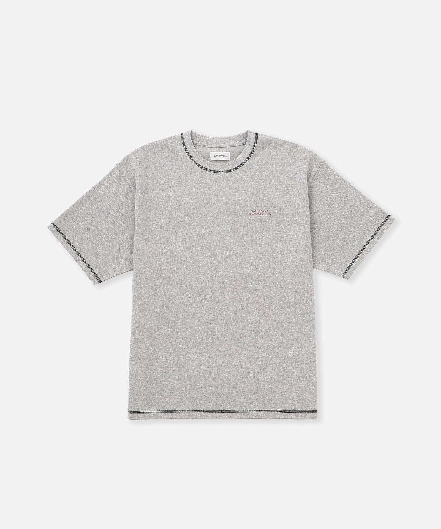 Saturdays NYC Contrast Stitch Relaxed Short Sleeve Tee in Gray
