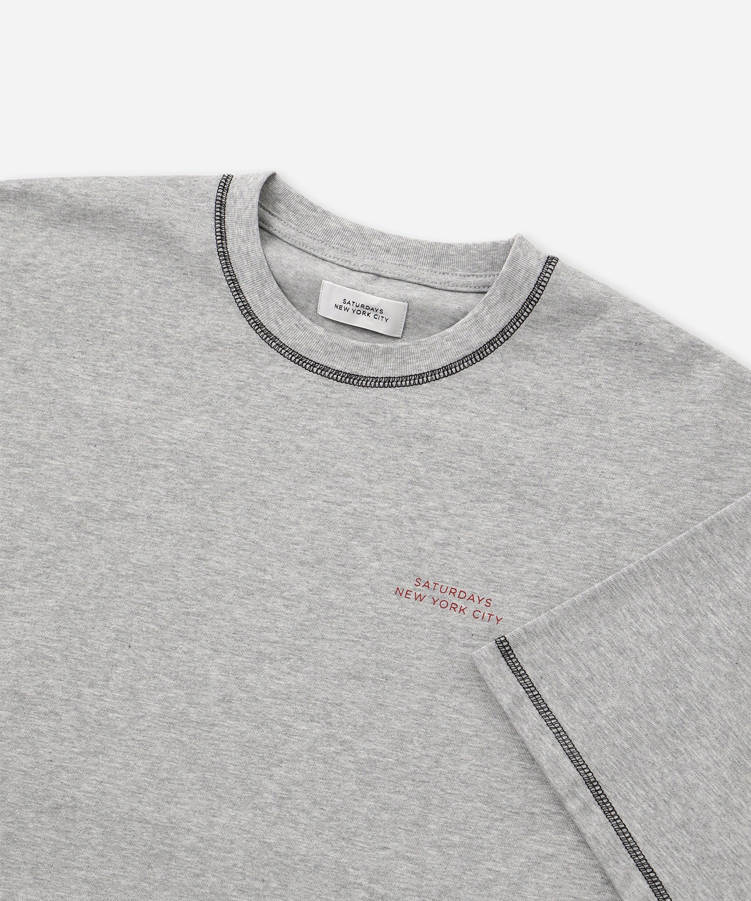 Saturdays NYC Contrast Stitch Relaxed Short Sleeve Tee in Gray
