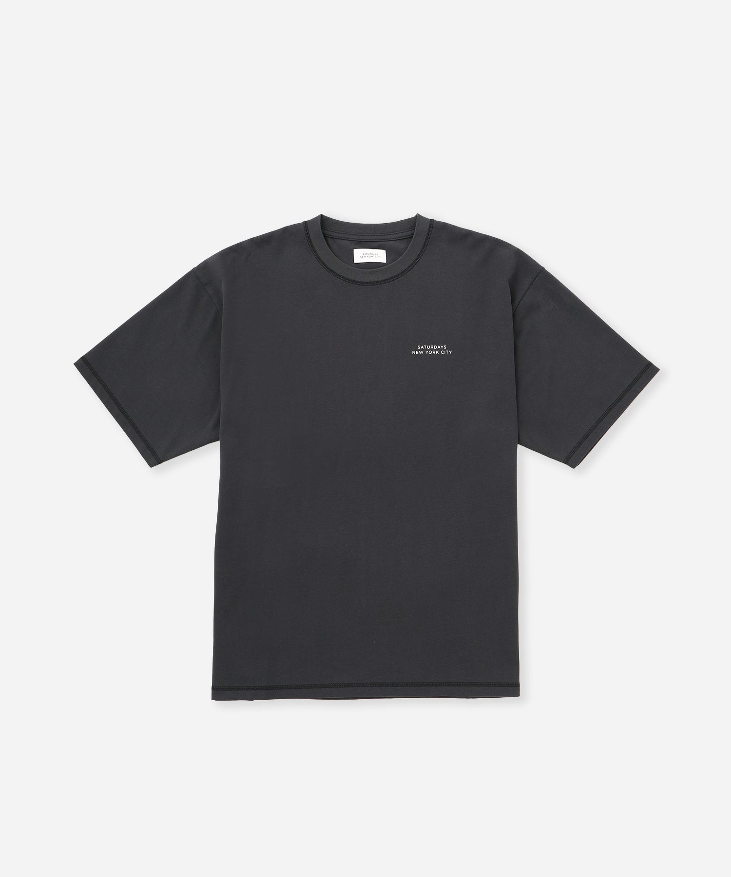 Saturdays NYC Contrast Stitch Relaxed Short Sleeve Tee in Navy