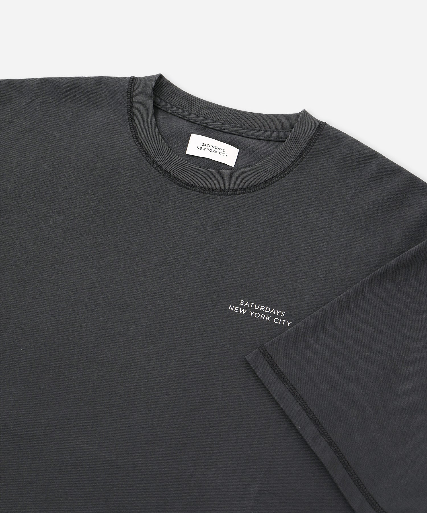Saturdays NYC Contrast Stitch Relaxed Short Sleeve Tee in Navy
