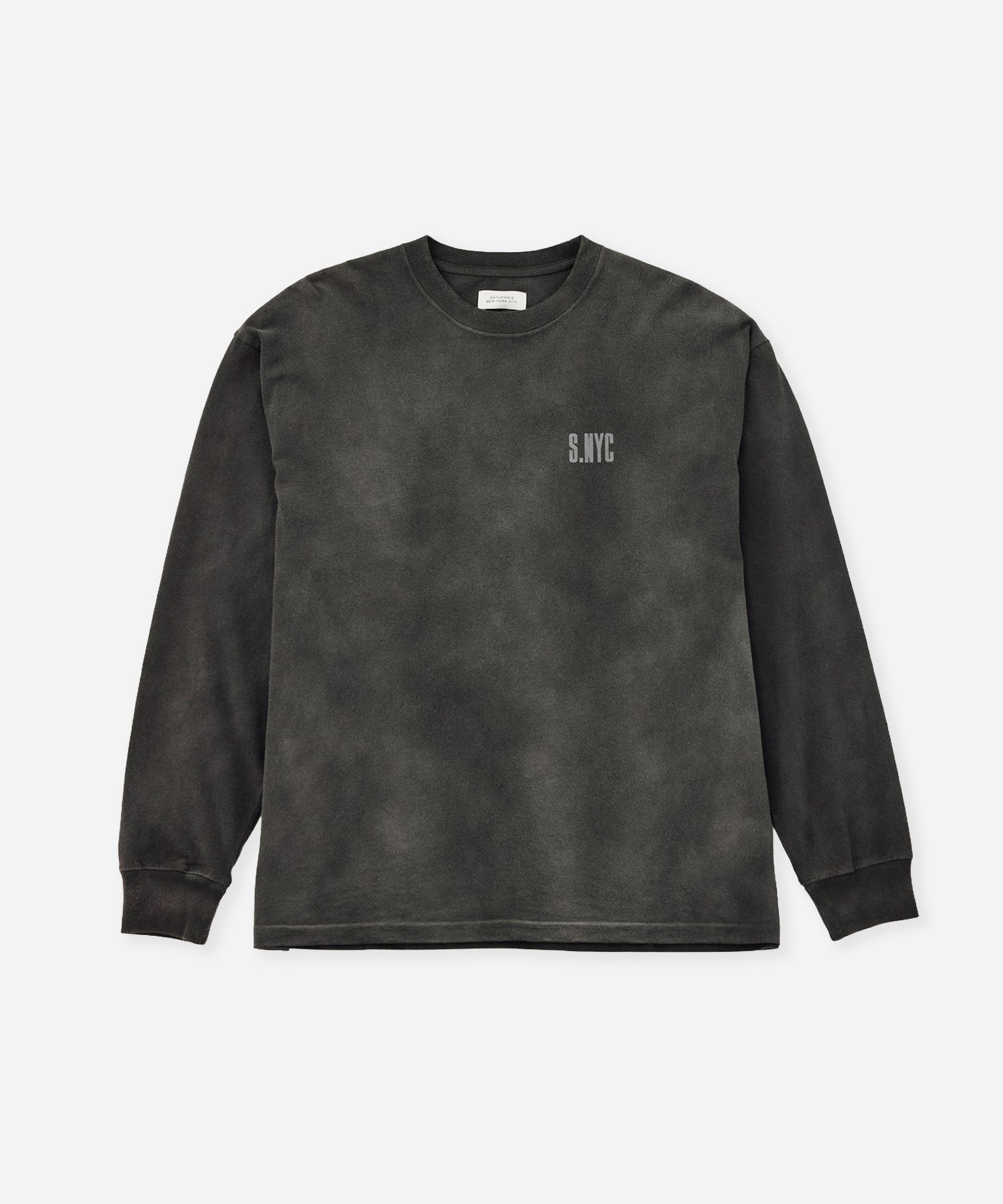 Saturdays NYC Collegiate Printed Long Sleeve Tee in Fade Black