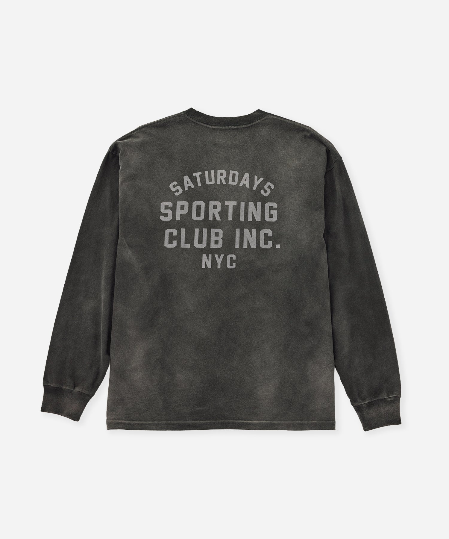 Saturdays NYC Collegiate Printed Long Sleeve Tee in Fade Black