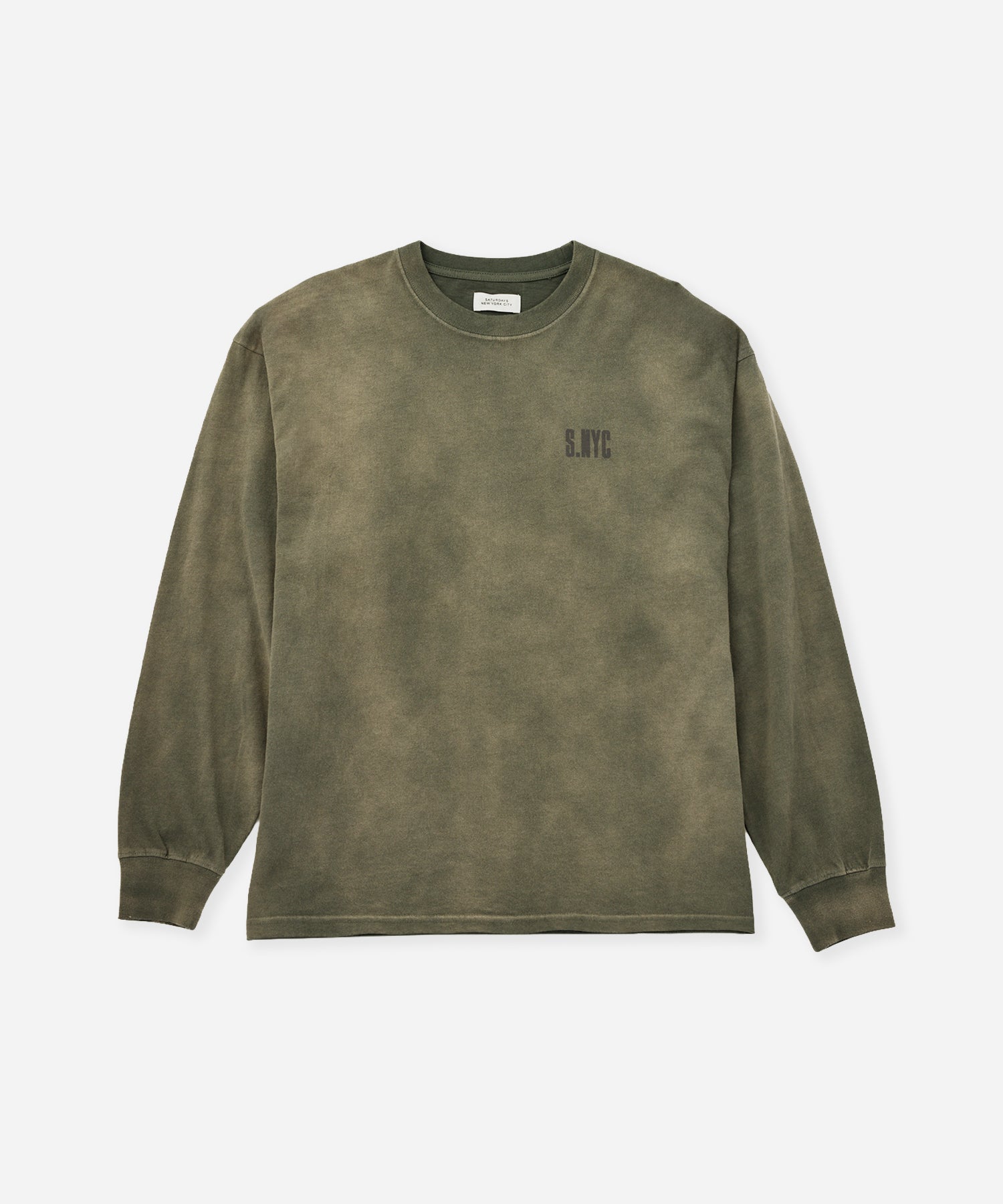Saturdays NYC Collegiate Printed Long Sleeve Tee in Olive
