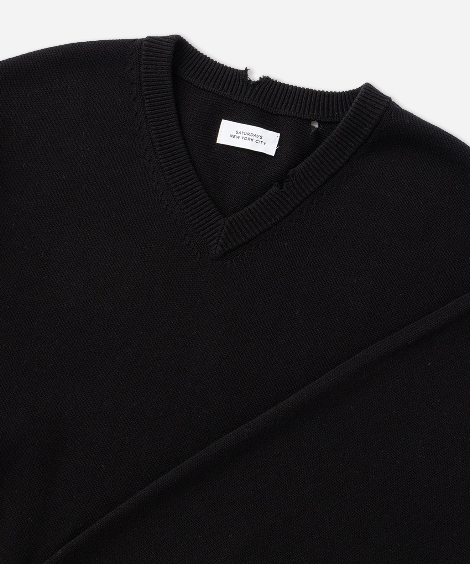 Saturdays NYC Charles Vintage V-Neck Sweater in Black