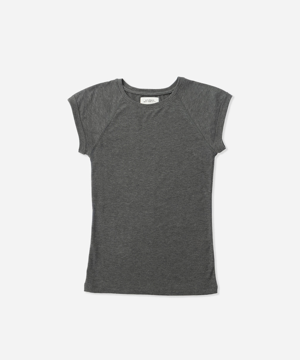 Saturdays NYC Bree Capped Sleeve Tee in Gray
