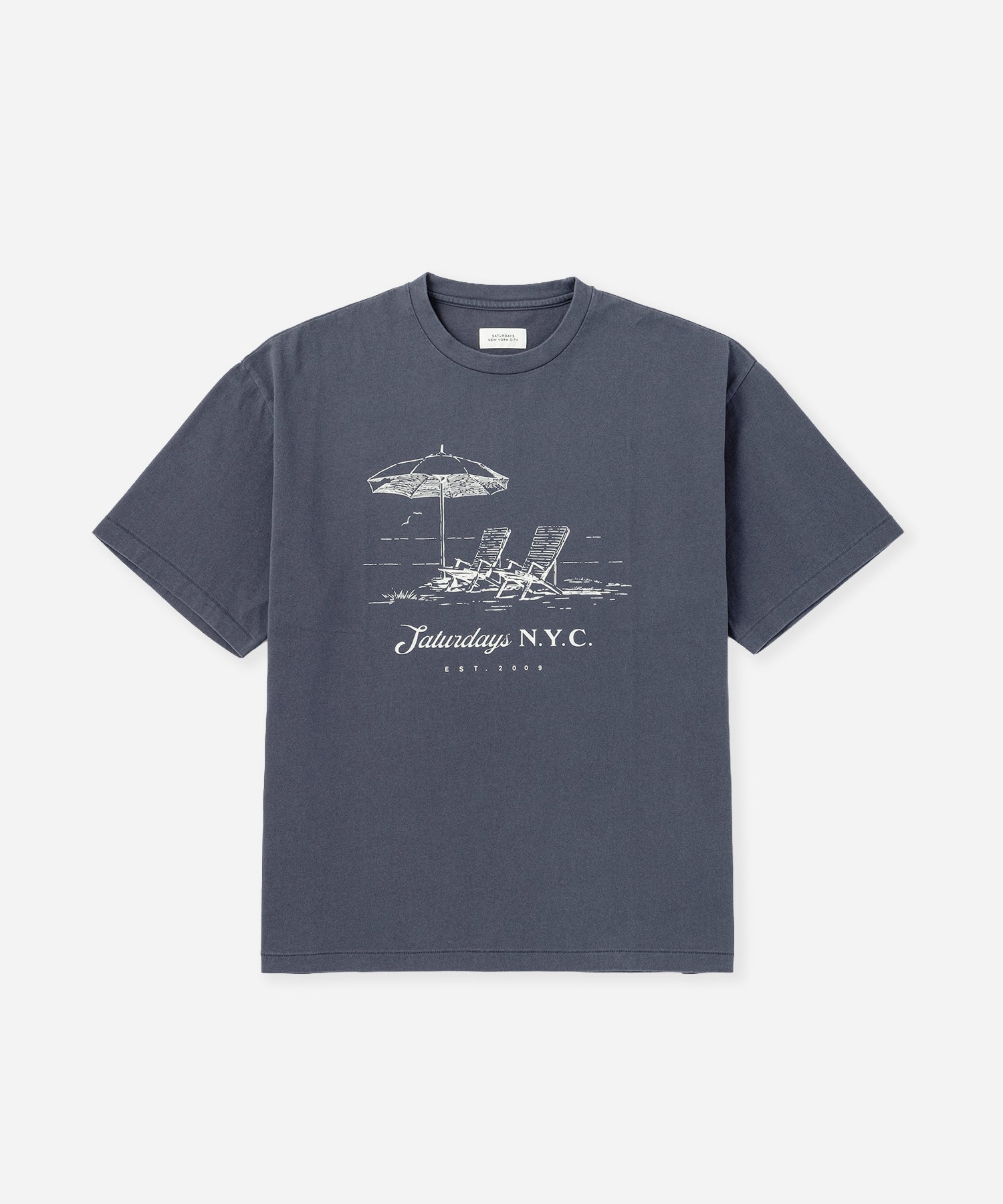 Saturdays NYC Beach Chair Ozone Wash Relaxed Tee in Navy