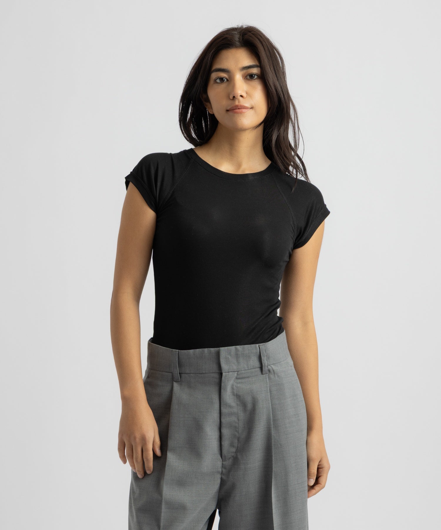 Saturdays NYC Bree Capped Sleeve Tee in Black