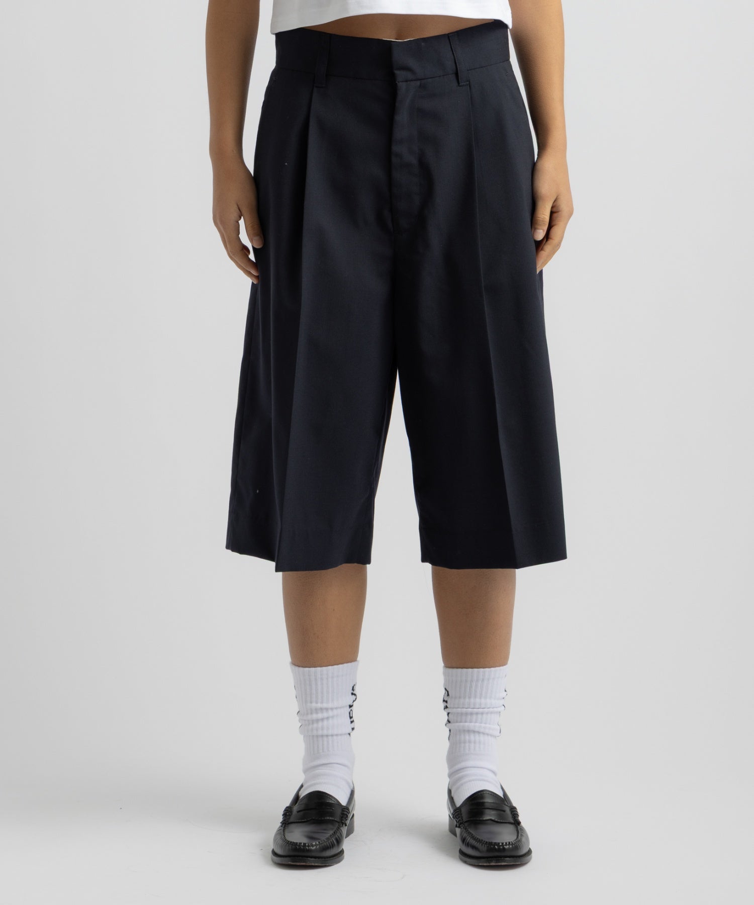 Saturdays NYC Kim Pleated Shorts in Navy