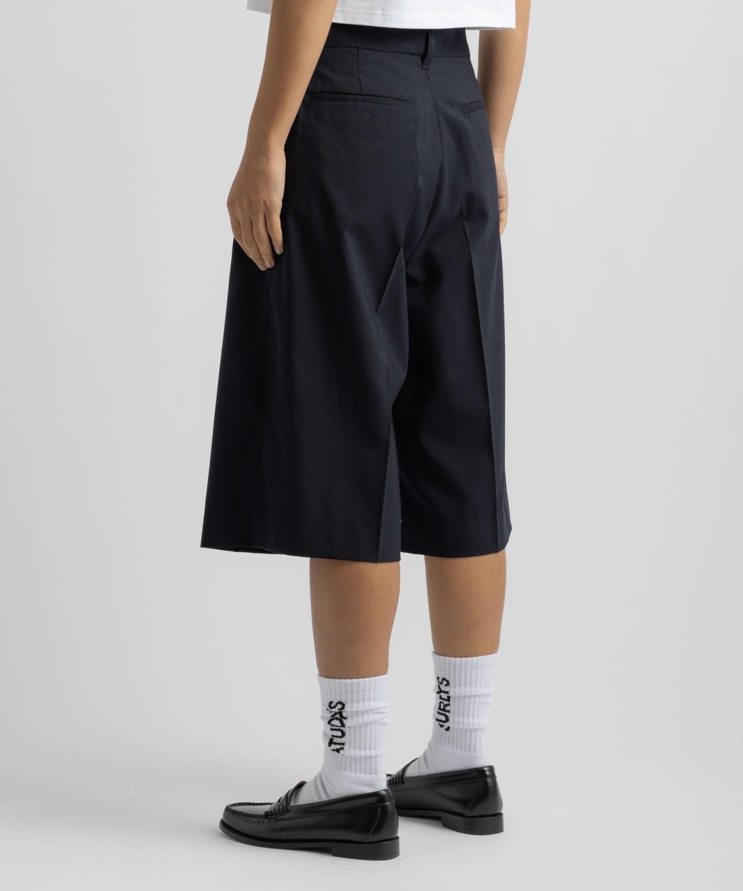 Saturdays NYC Kim Pleated Shorts in Navy