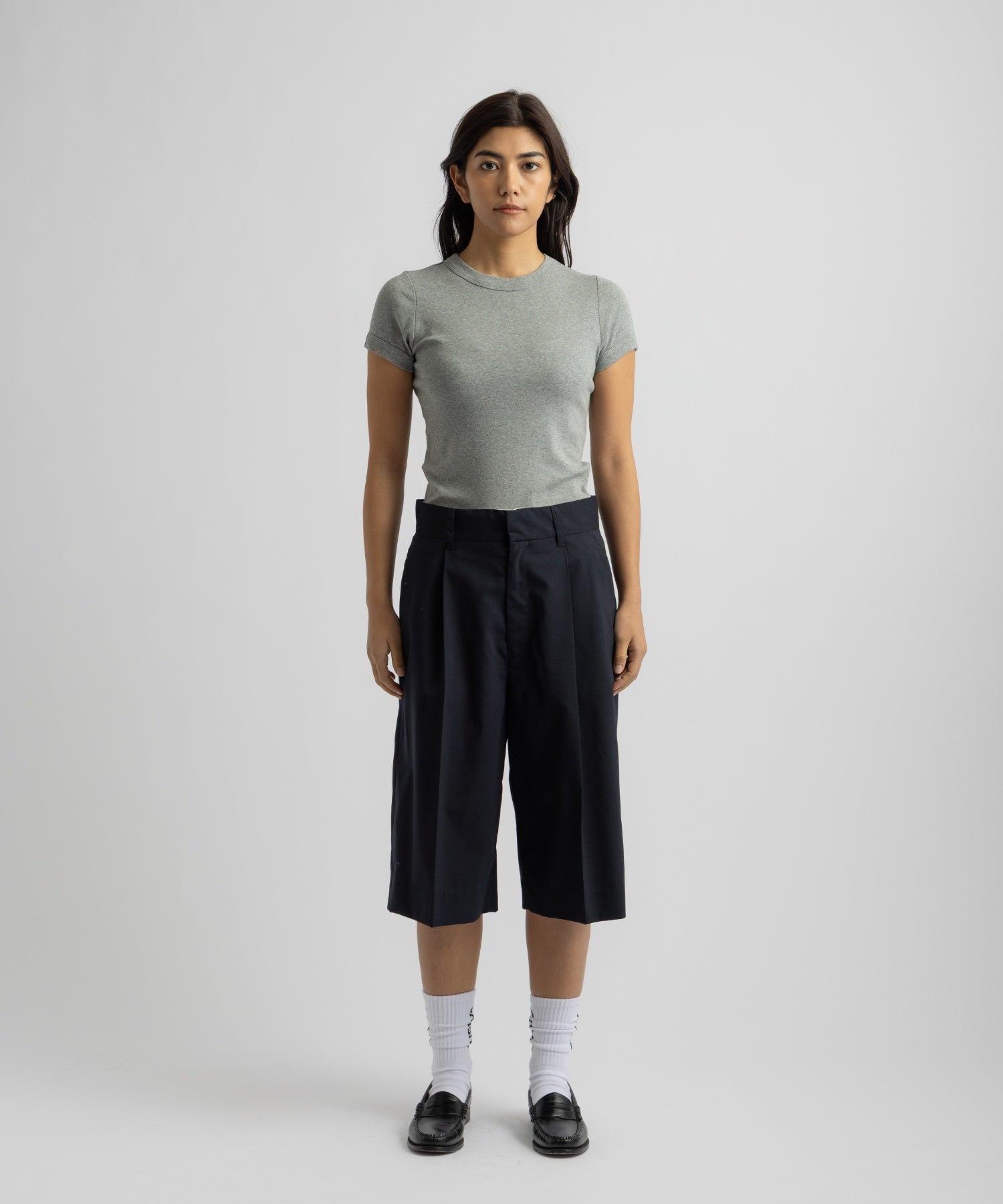 Saturdays NYC Naomi Ribbed Tee in Gray
