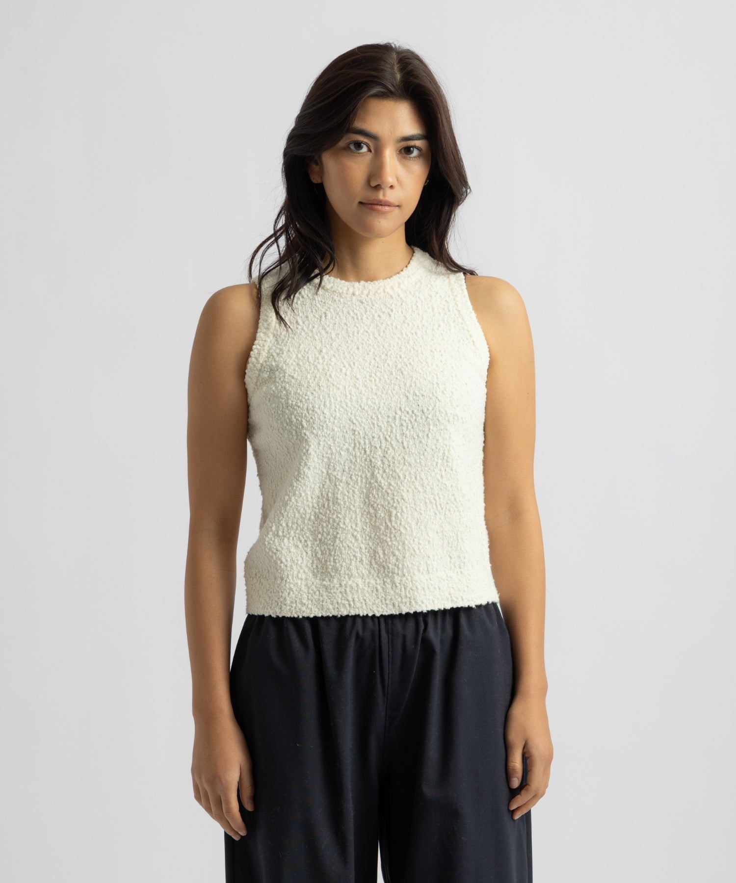 Saturdays NYC Andie Bubble Knit Top in White