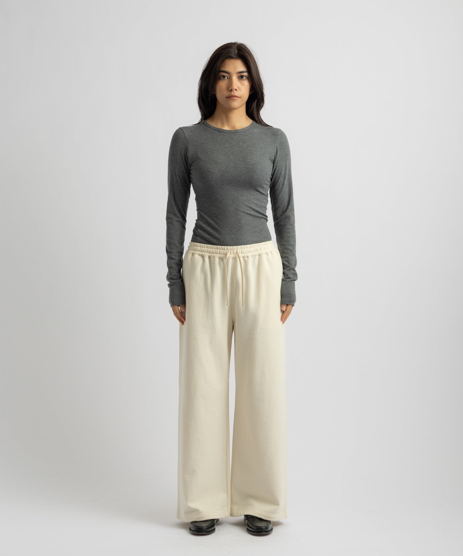 Saturdays NYC Steff Fitted Long Sleeve Top in Gray
