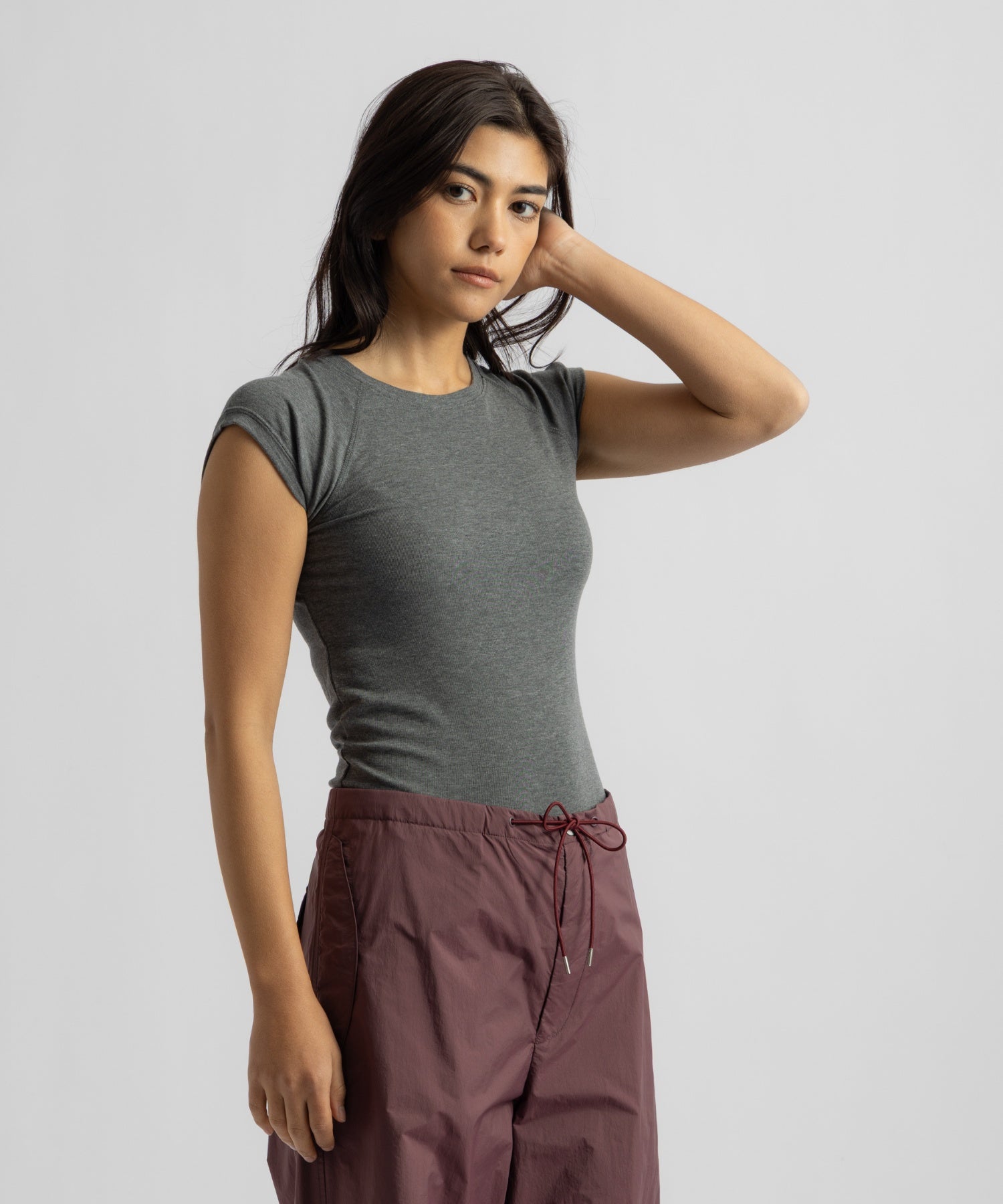 Saturdays NYC Bree Capped Sleeve Tee in Gray