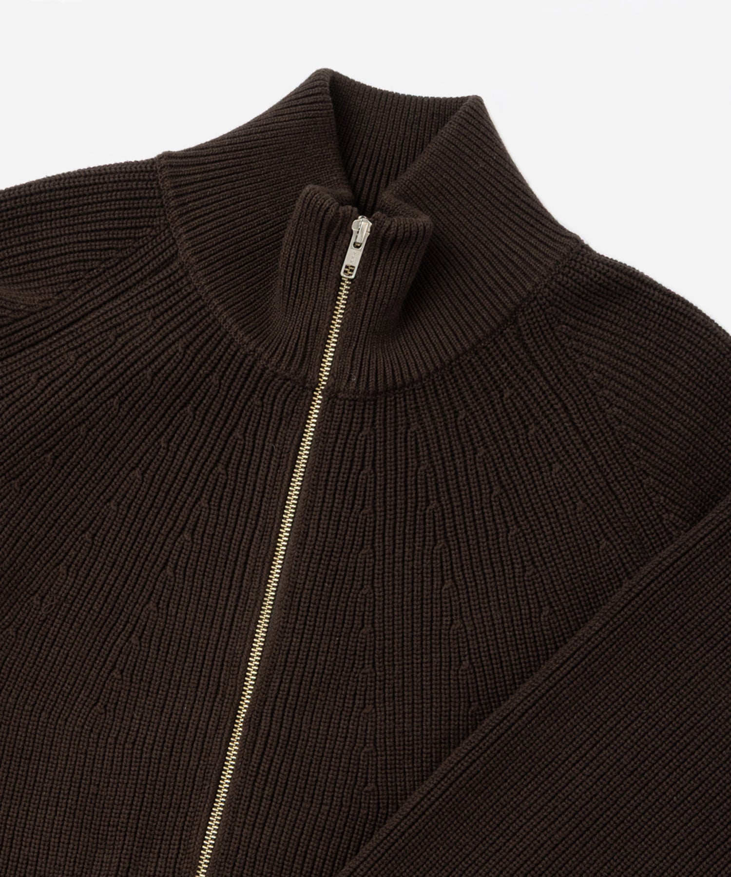 Saturdays NYC Henderson Zip Thru Knit in Dark Brown