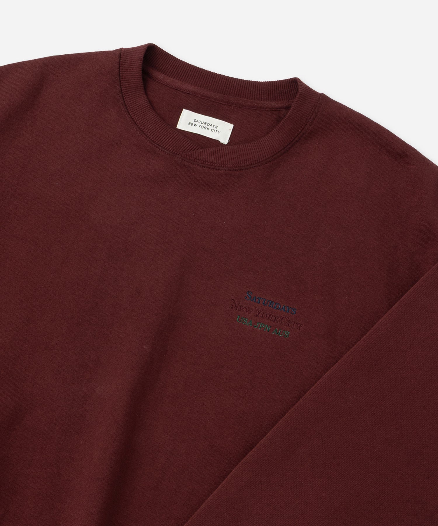 Saturdays NYC Bowery Loofah Collar Sweatshirt in Wine