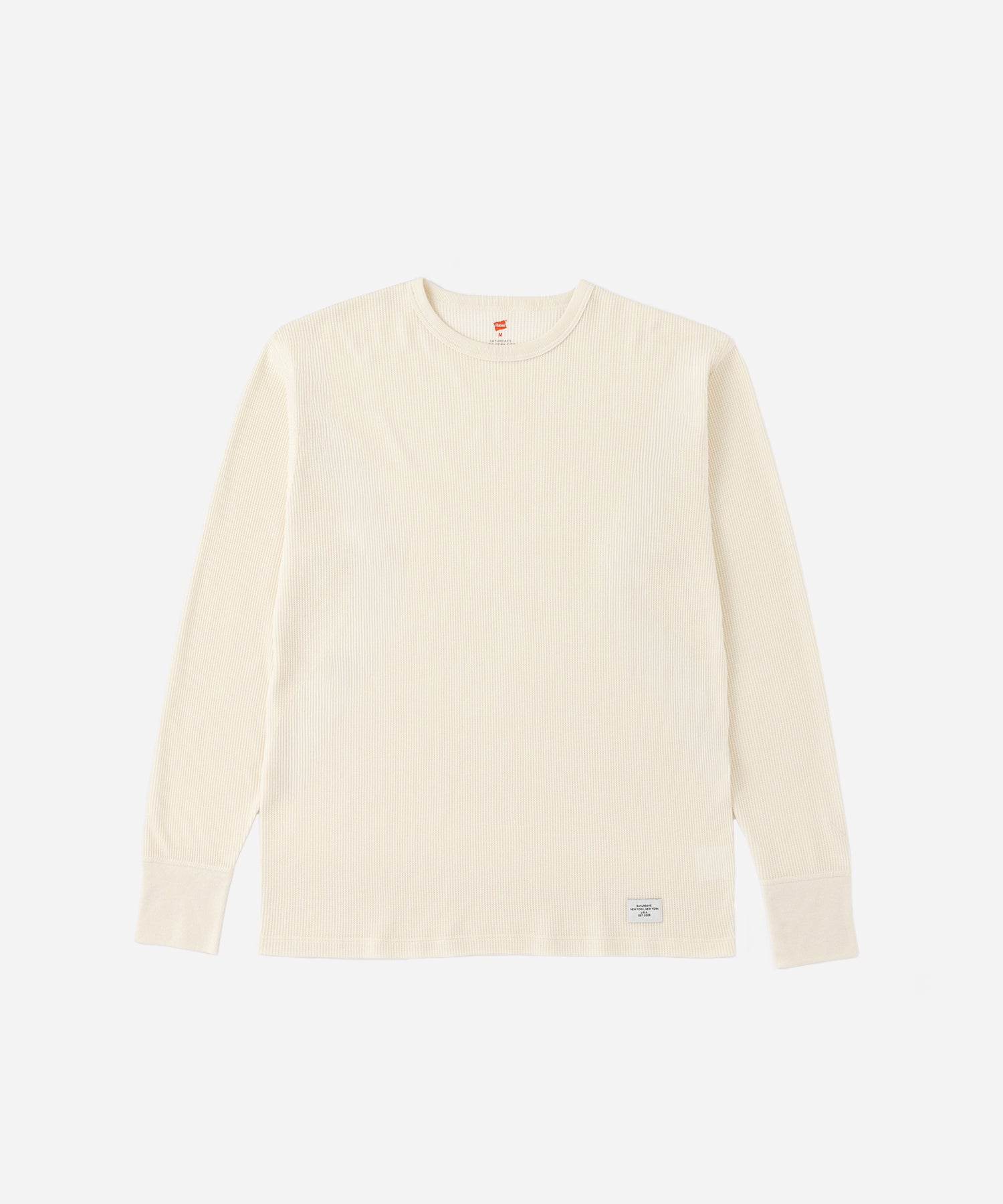 Hanes x Saturdays NYC Waffle Long Sleeve Tee 2-Pack in Black and Off White