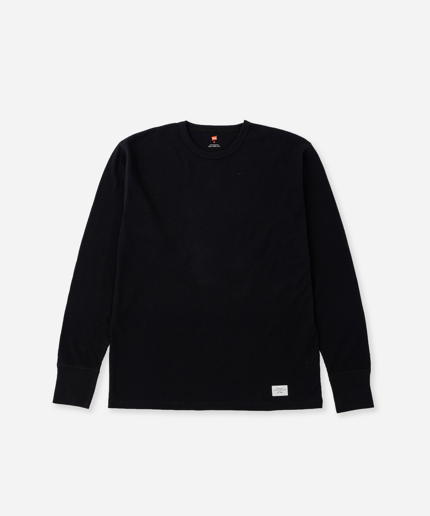 Hanes x Saturdays NYC Waffle Long Sleeve Tee 2-Pack in Black and Off White