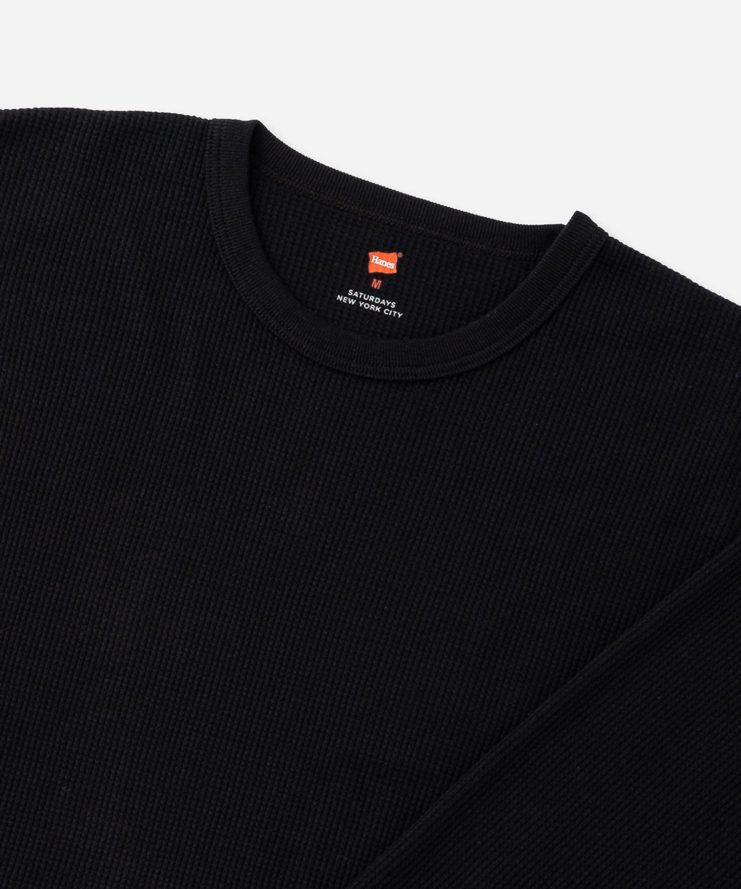 Hanes x Saturdays NYC Waffle Long Sleeve Tee 2-Pack in Black and Off White