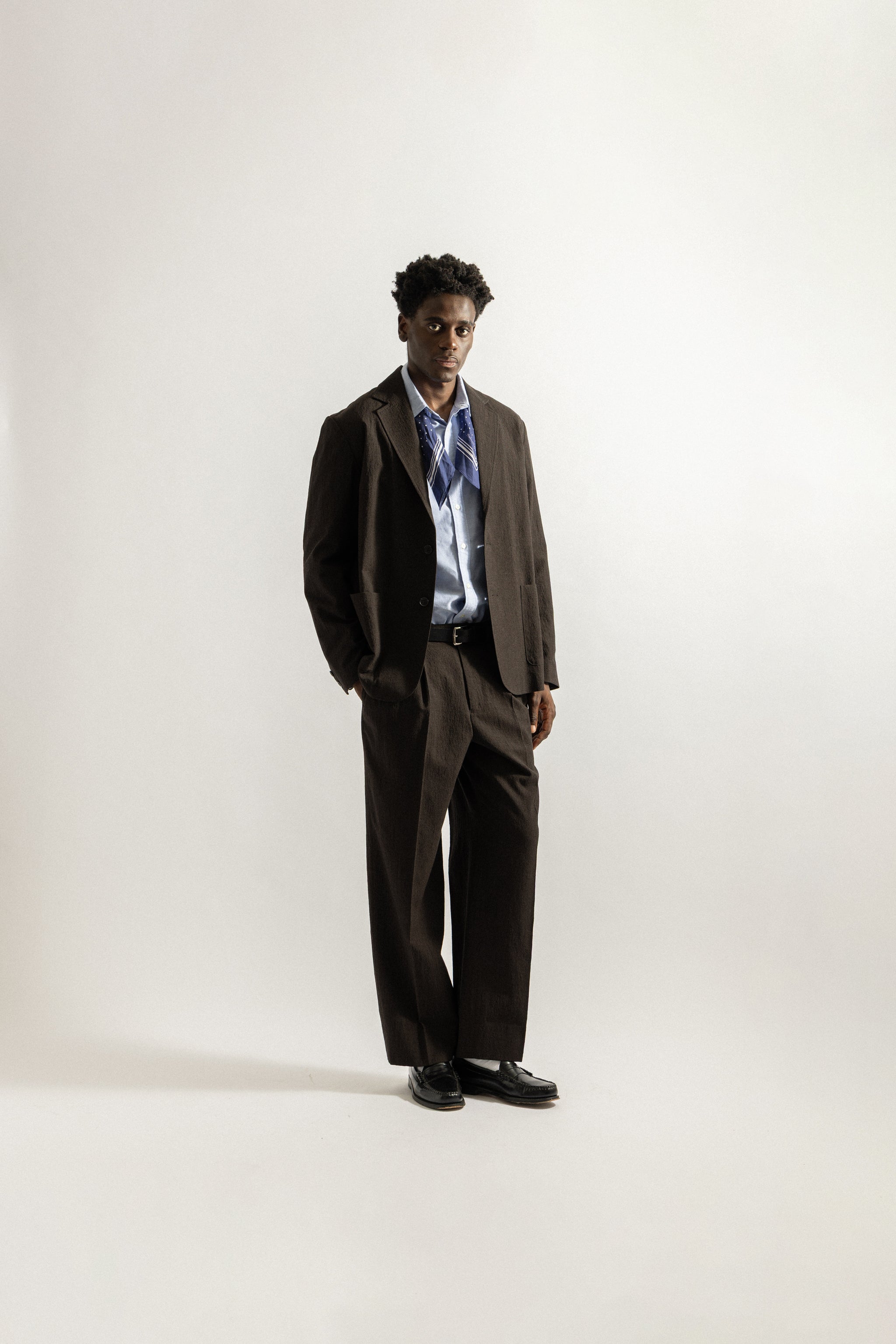 Saturdays NYC George Wool Two Tuck Pant in Dark Brown