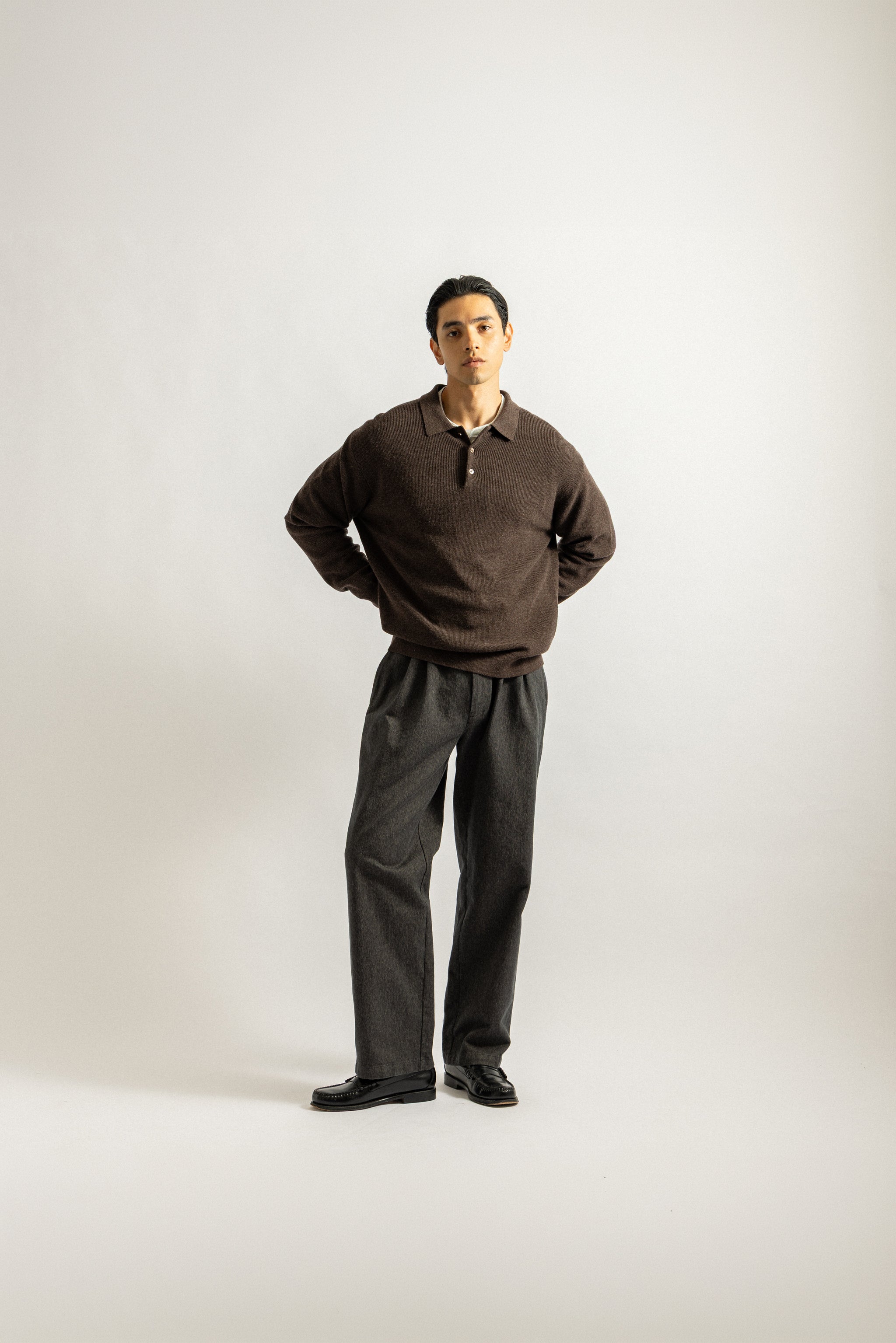 Saturdays NYC George Wide Melange Two Tuck Pant in Charcoal