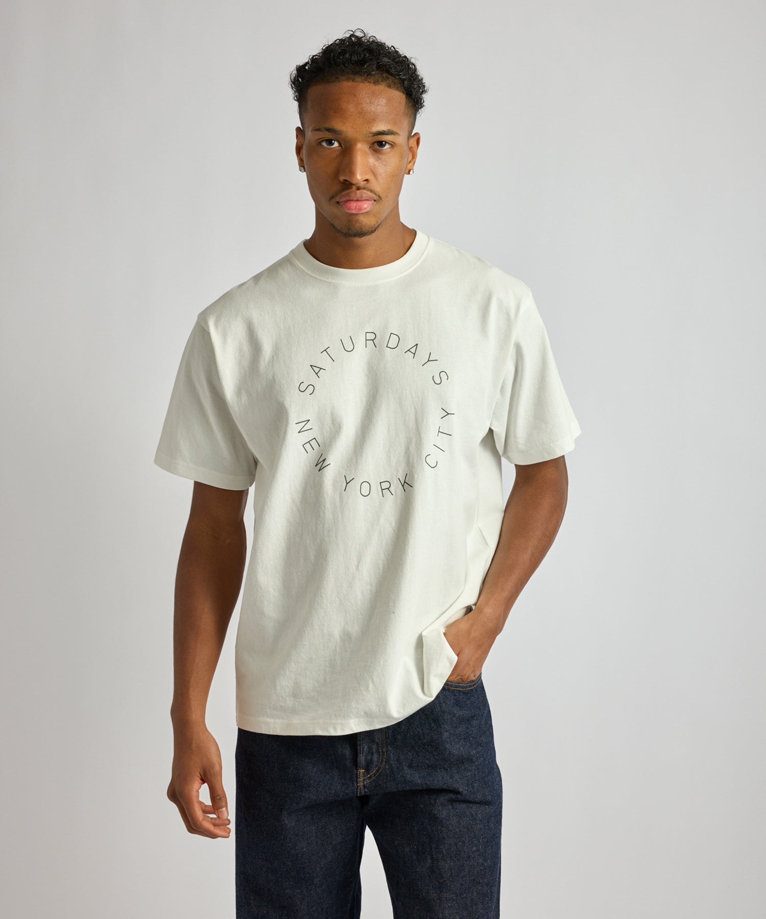 Saturdays NYC Circular Saturdays Logo Short Sleeve Tee in White