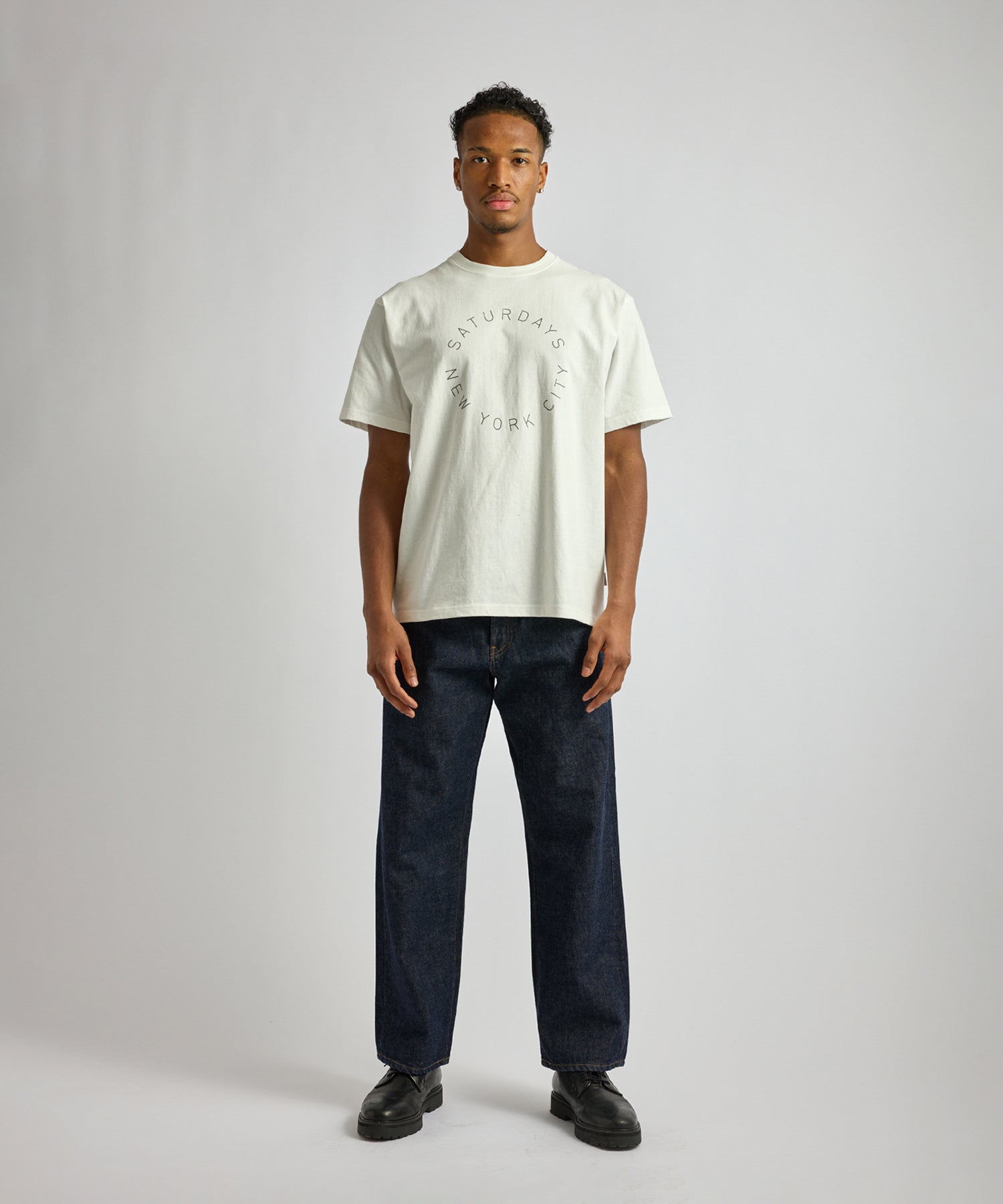Saturdays NYC Circular Saturdays Logo Short Sleeve Tee in White