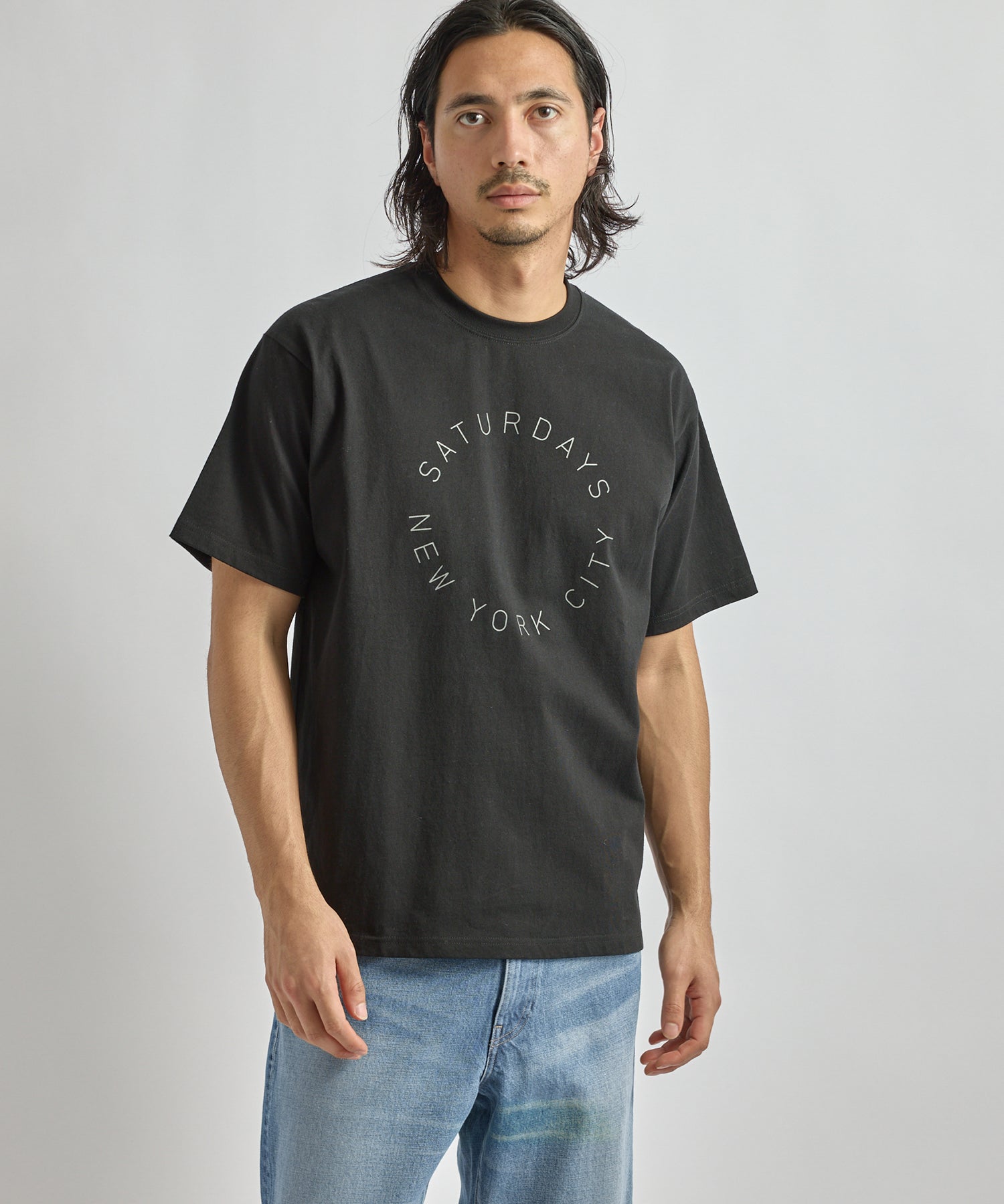 Saturdays NYC Circular Saturdays Logo Short Sleeve Tee in Black