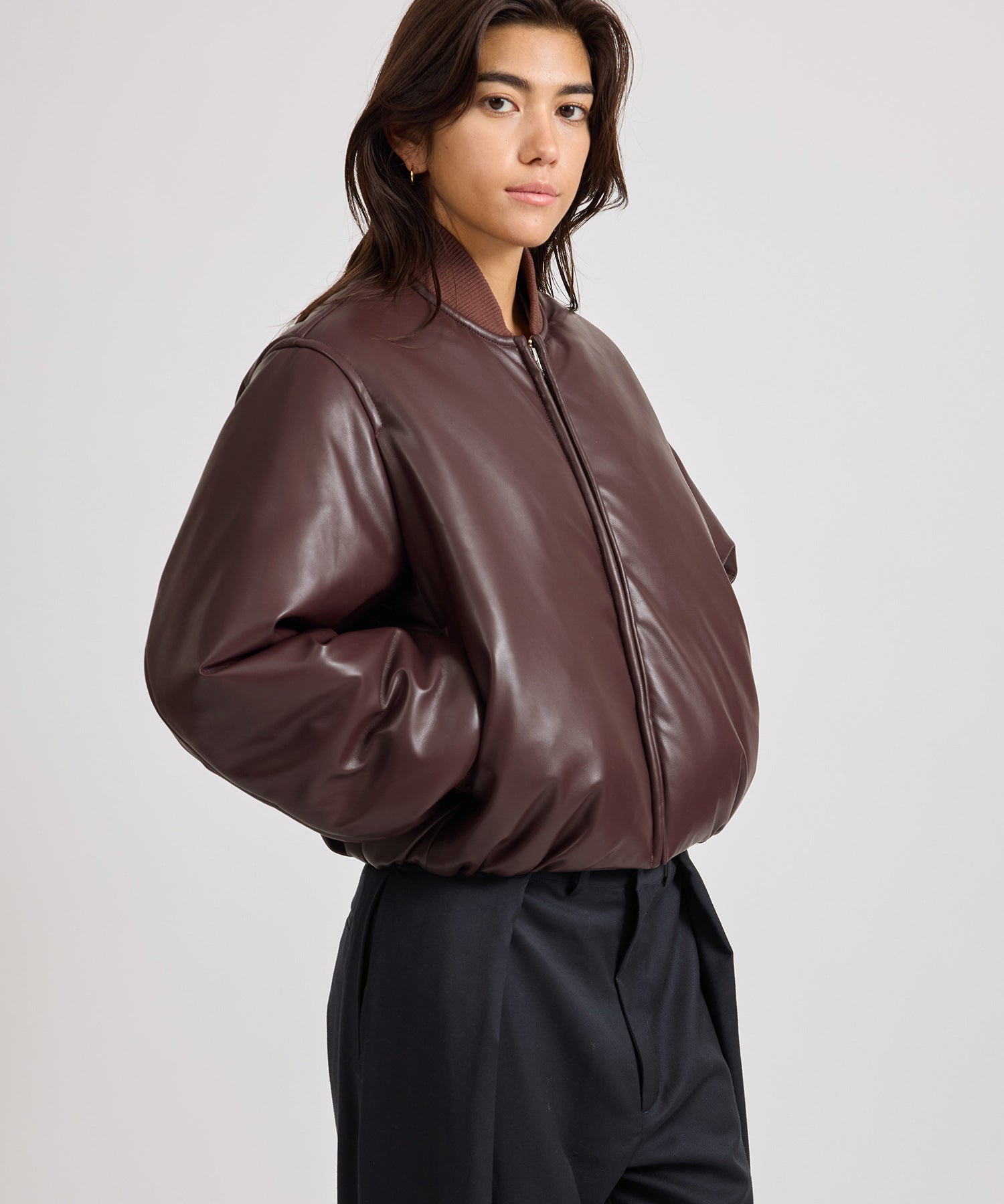 Saturdays NYC Dorothy Cropped Bomber Jacket in Wine