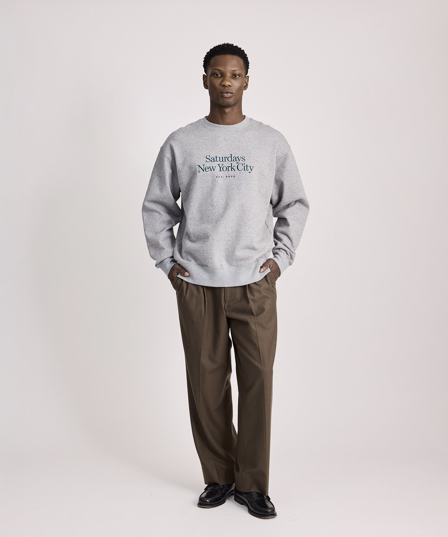 Saturdays NYC Bowery Speckle Sweatshirt in Gray
