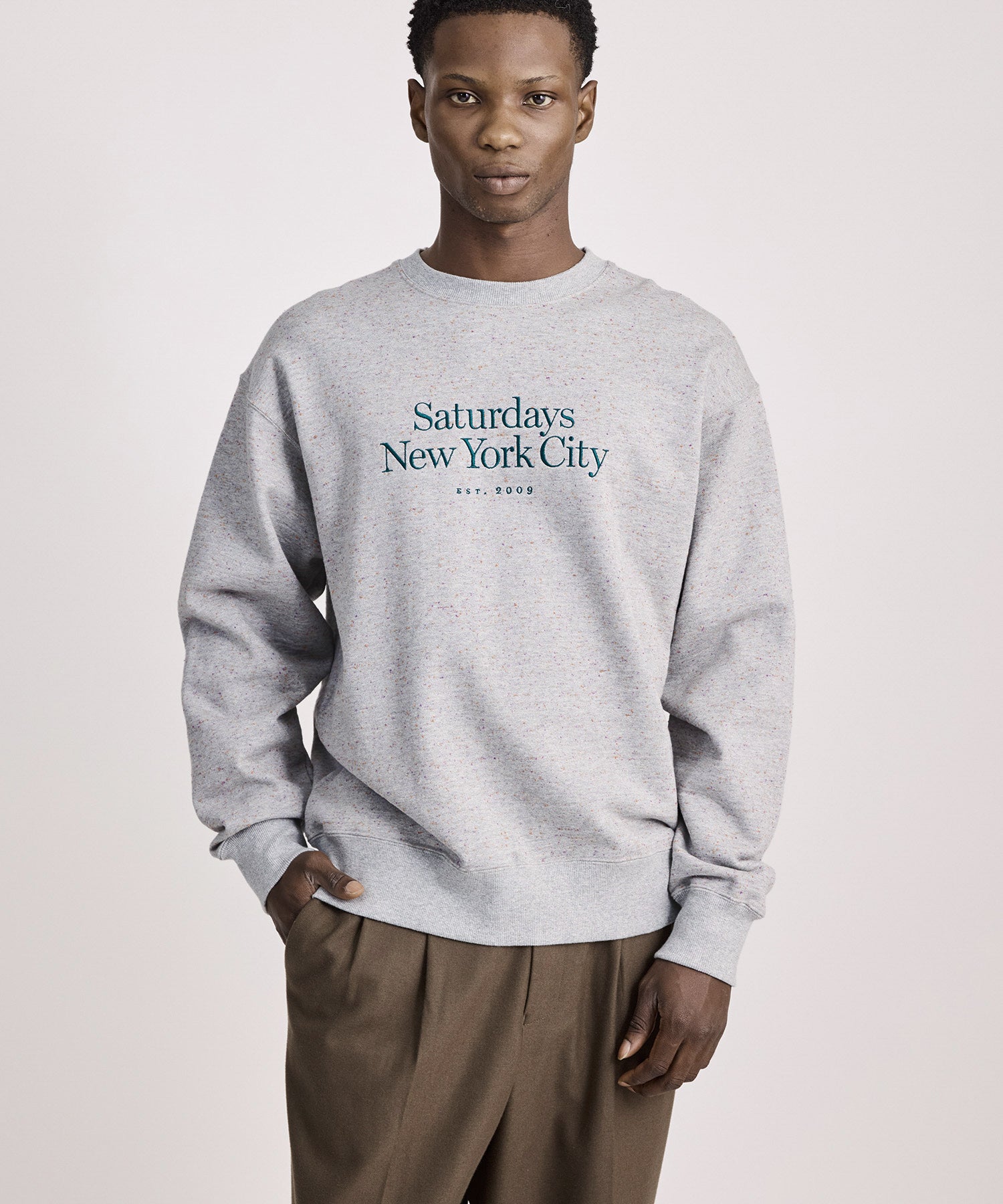 Saturdays NYC Bowery Speckle Sweatshirt in Gray