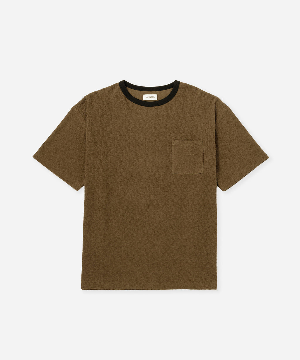 Saturdays NYC Ringer Pile Relaxed Short Sleeve Tee in Dark Brown