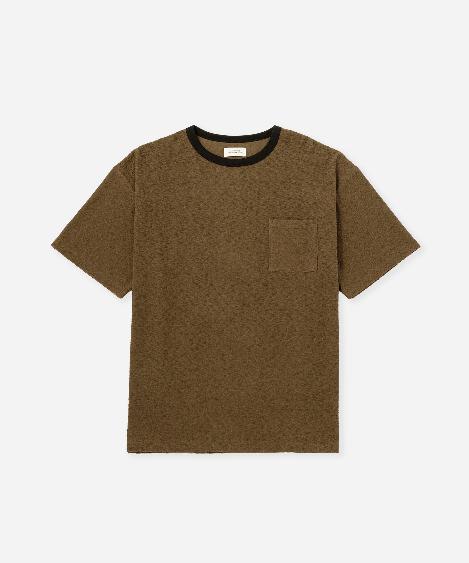 Saturdays NYC Ringer Pile Relaxed Short Sleeve Tee in Dark Brown