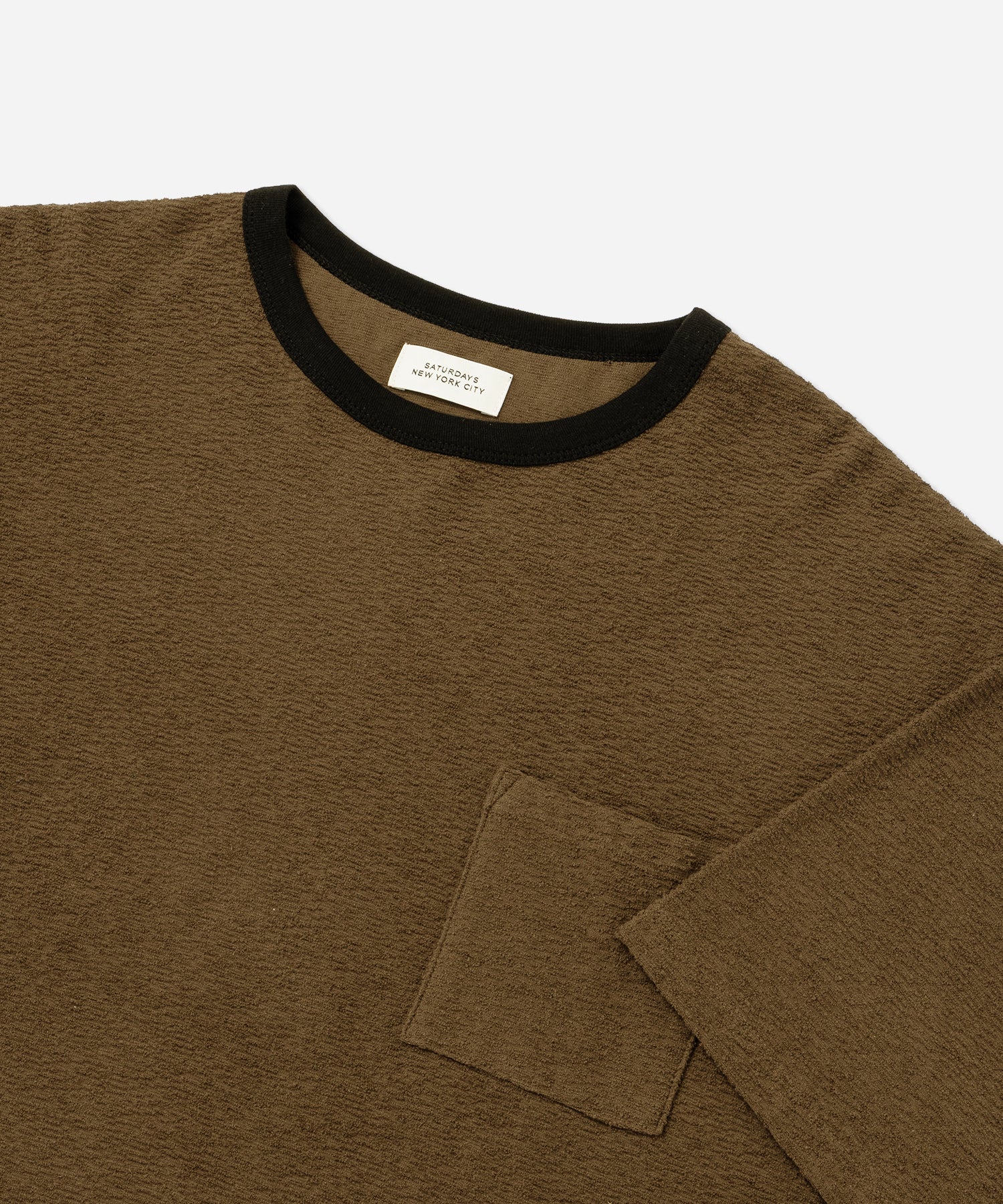 Saturdays NYC Ringer Pile Relaxed Short Sleeve Tee in Dark Brown