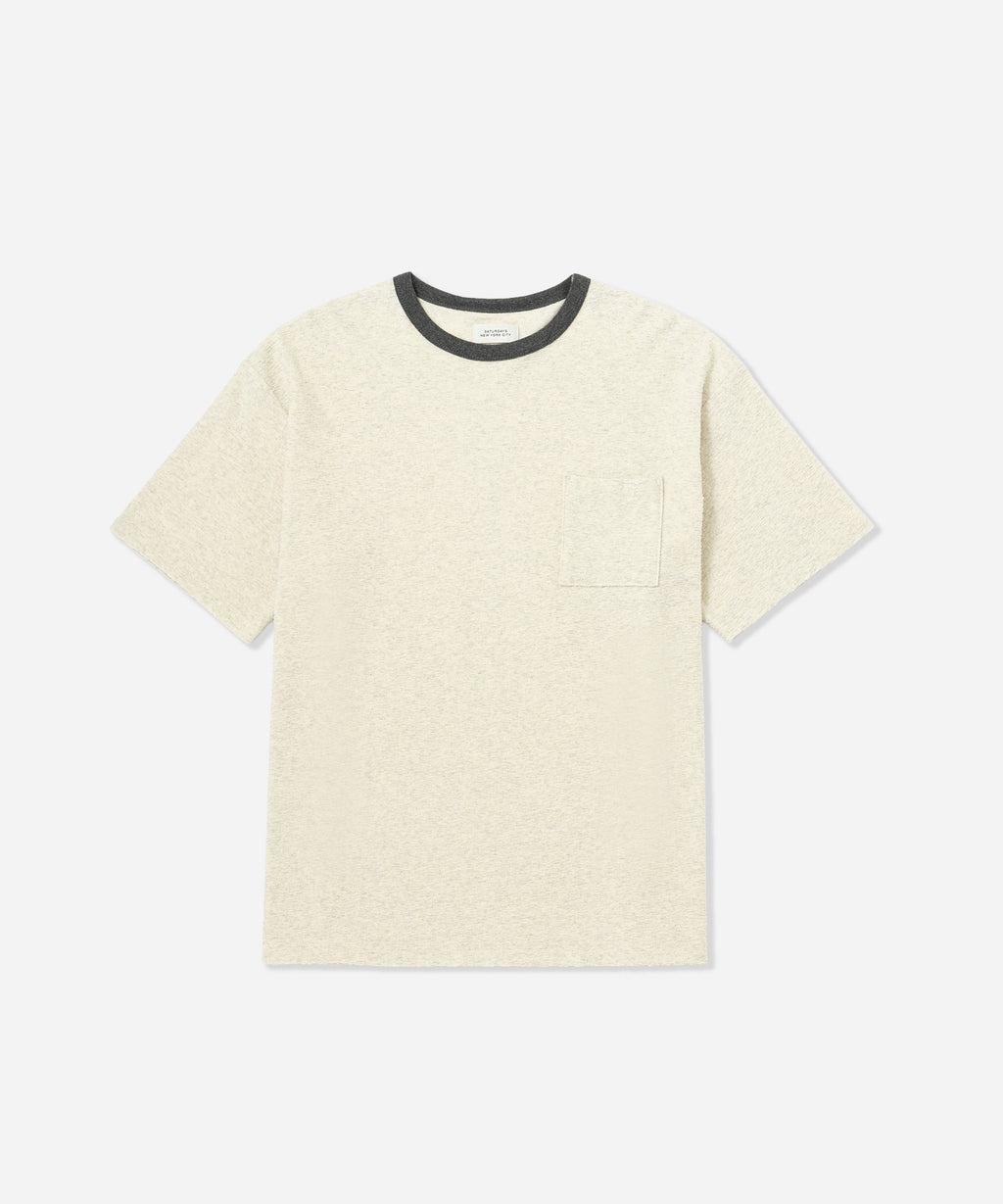 Saturdays NYC Ringer Pile Relaxed Short Sleeve Tee in Light Gray