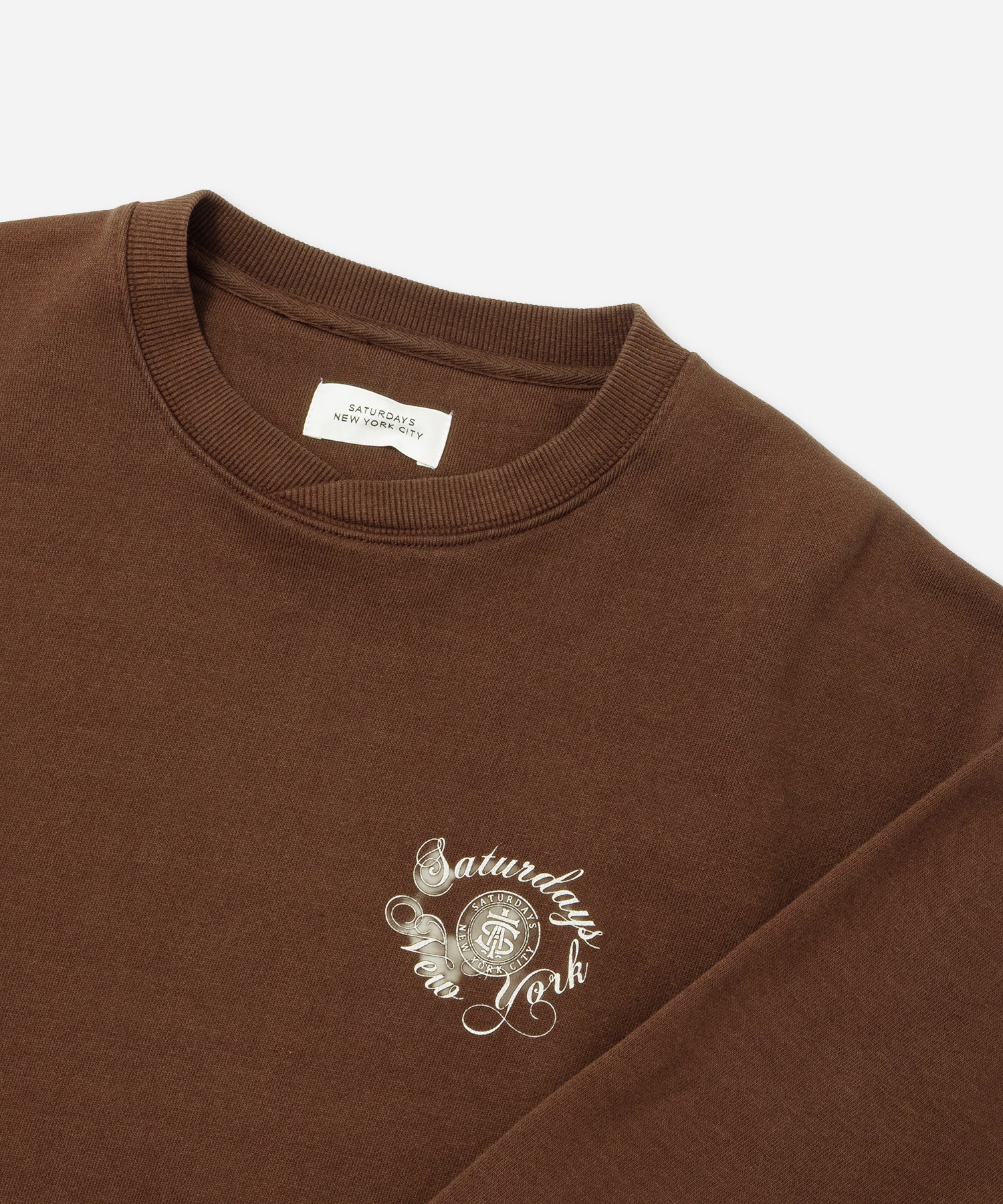 Saturdays NYC Bowery Loofah Collar Sweatshirt in Dark Brown