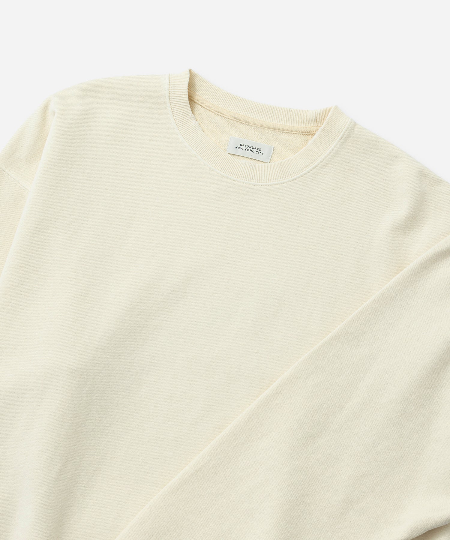 Saturdays NYC Bowery Garment Dyed Slash Sweatshirt in Ivory