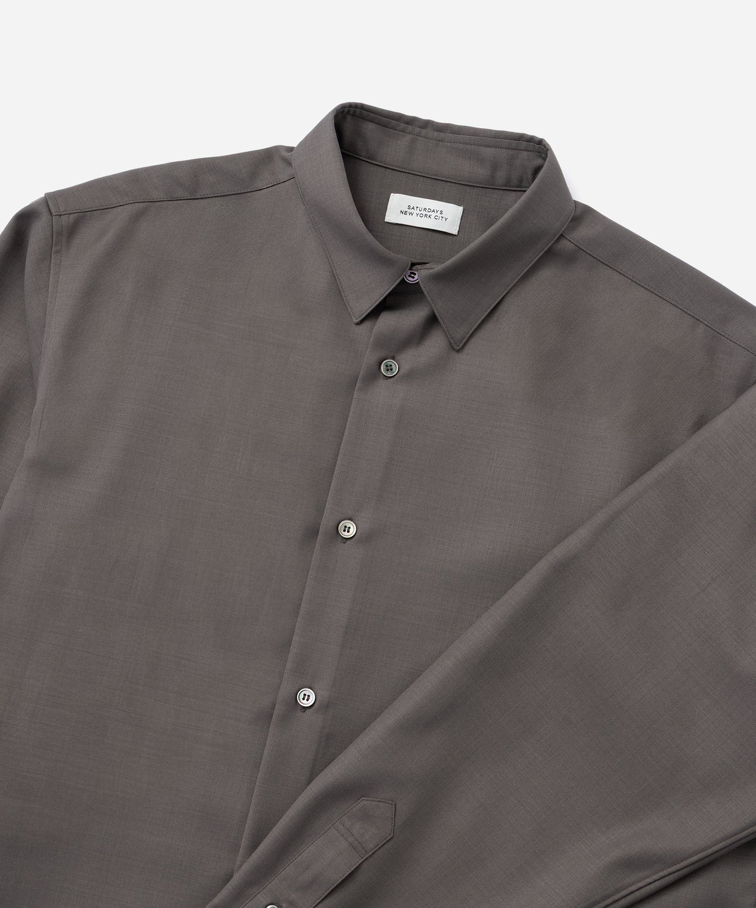 Saturdays NYC Kenmare Tropical Wool Long Sleeve Shirt in Gray